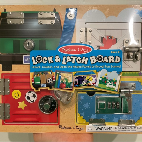 Toys Melissa Doug Lock And Latch Board Wooden Educational Play Set